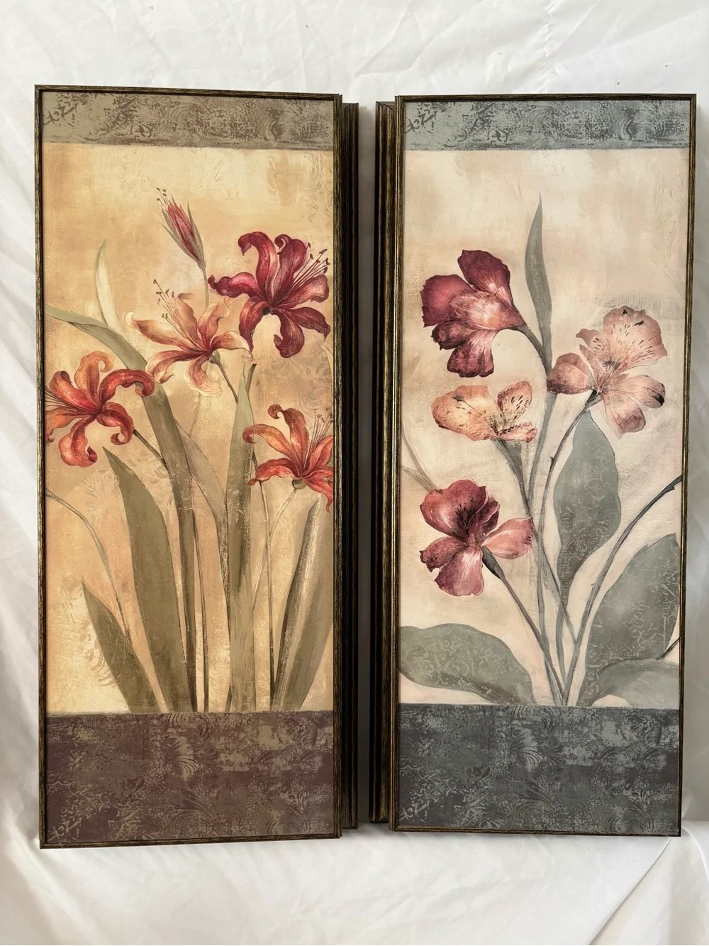 Vintage Y2K Tuscan home decor floral set of 3 art wall hanging decor warm tone